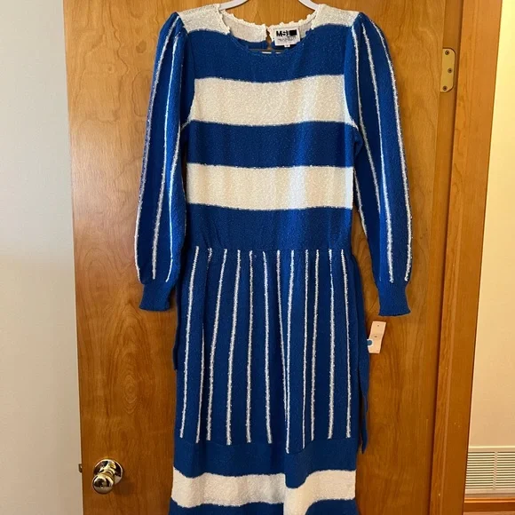 club monaco mock neck knit dress Ramy Brook Monaco Wool Dress - Ultramarine Stripe